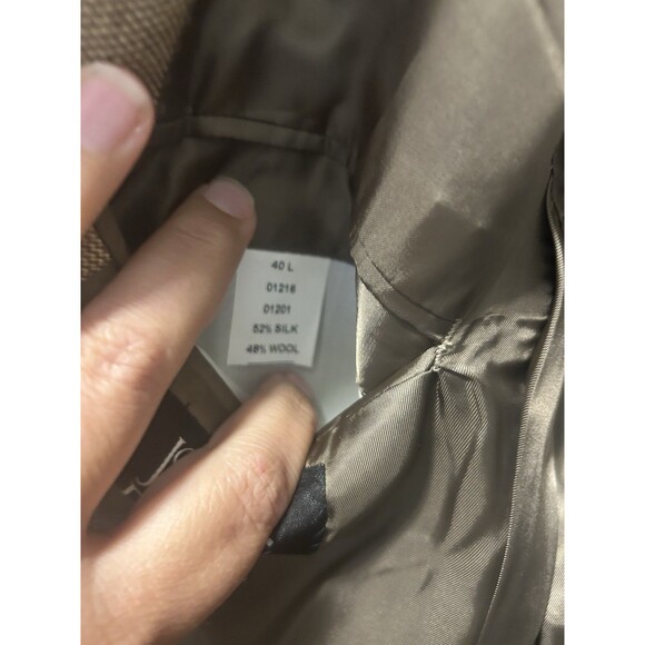 Jos A Bank Sport Coat Blazer Mens Size 40 L Silk Wool Blend Tan Beige 2 Button - Picture 6 of 8